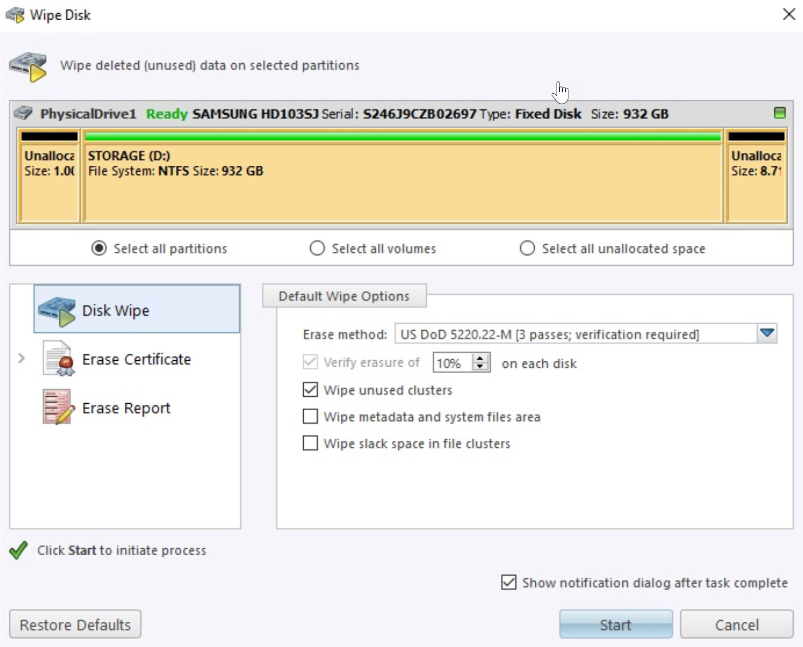 Wipe command - Active@ KillDisk