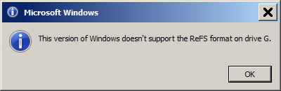 Windows 7 ReFS Error